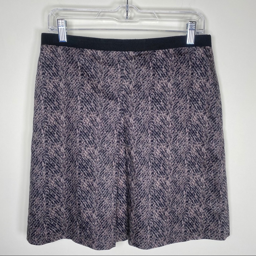 Ann Taylor Pleated Abstract Animal Print A-line Skirt  Black Purple Size 6